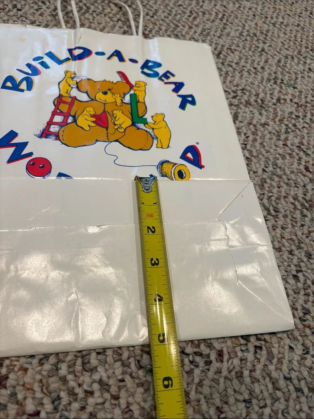 Build-A-Bear White Gift Bags with Colorful Logo - Set of 2. Y2K
